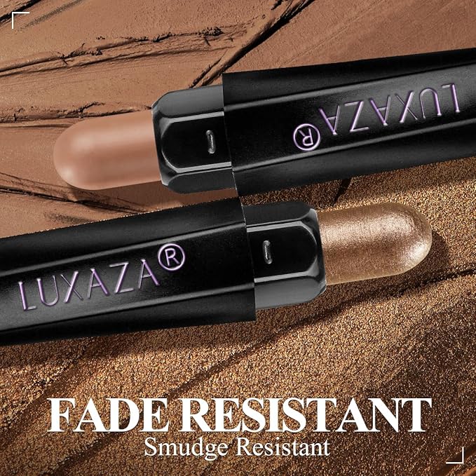 Neutral Eyeshadow Stick Makeup 6PCS Set, Metallic Shimmer Matte Cream Eye Shadow Eyeliner Brightener Pencil Crayon - BROWN LATTE