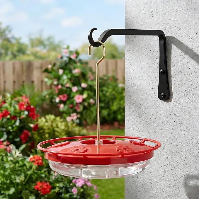 FEED GARDEN 2 Pack 16 oz Plastic Disc Hummingbird Feeders for Outdoors Hanging, Leak-Resistant Nectar Feeder with 5 Ports, Wide Mouth Easy Clean & Refill, Built-in Ant Moat for Garden Backyard