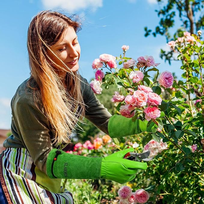 Long Gardening-Gloves Women/Men-Thorn proof Rose Pruning Heavy Duty Gauntlet, Best Garden Gifts for Gardener-L