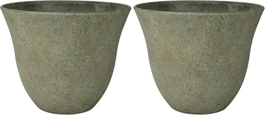 Classic Home and Garden Honeysuckle Resin Flower Pot Planter, Fossil Stone, 15" (Pack of 2)
