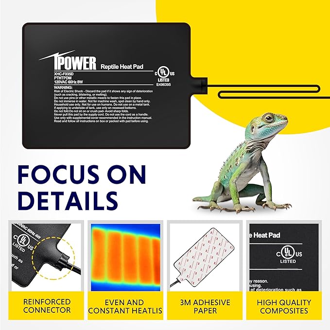 iPower 6 by 8-Inch 8W Reptile Heat Mat, LCD Digital Aquarium Thermometer, Under Tank Warmer Terrarium Heat Pad for Turtles Lizards Frogs and Other Small Animals, Multi Sizes