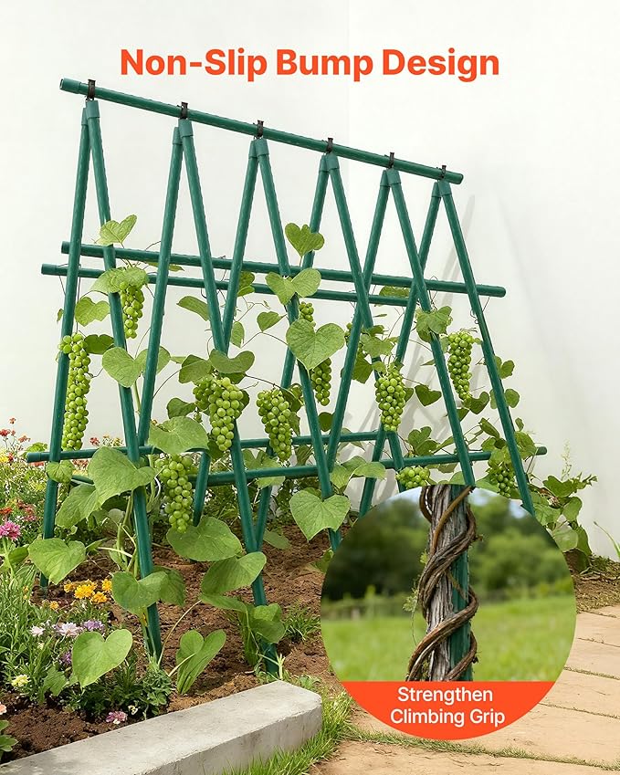 VEVOR Garden Stakes, 10 Pack, 93.7 inch, Plastic Coated Metal Tomato Stakes, Garden Sticks for Plants Support, with Pointed End and Non-Slip Bumps for Growing Climbing Plants, Outdoor Vegetables