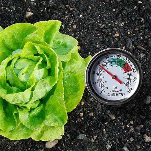 Compost Soil Thermometer Waterproof Soil Temperature Thermometer, 16 Inch Stainless Steel Stem, Ideal for Ground, Backyard Compost, Garden Soil(16'')