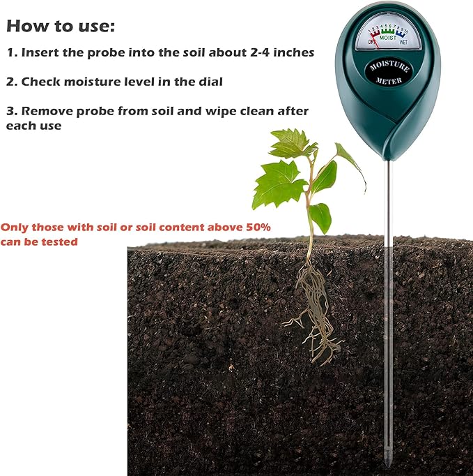 Tennedriv Green Long Probe Soil Moisture Meter for Outdoor Plants, Plant Water Meter for Outdoor Plants,Plant Moisture Meter for Indoor Plants and Outdoor Plants, No Batteries Required, 2 Pack