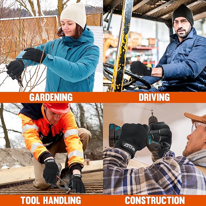 HANDLANDY Work Gloves for Men & Women, Utility Mechanic Working Gloves Touch Screen, Flexible Gardening Gloves for Yard