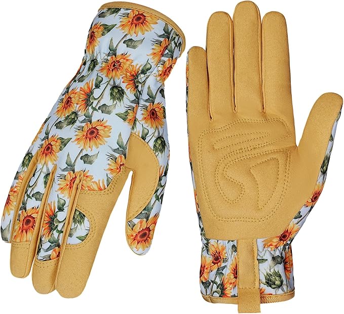 Pleneal Gardening Gloves for Women - Leather Garden Gloves Thorn Proof, Outdoor Protective Working Gloves