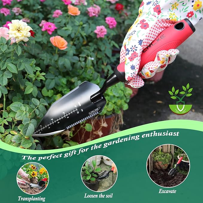 Heavy Duty Gardening Trowel,Stainless Steel Hand Shovel with Rubber Handle,Garden Tool for Digging,Weeding,Planting Bulbs,and Transplanting