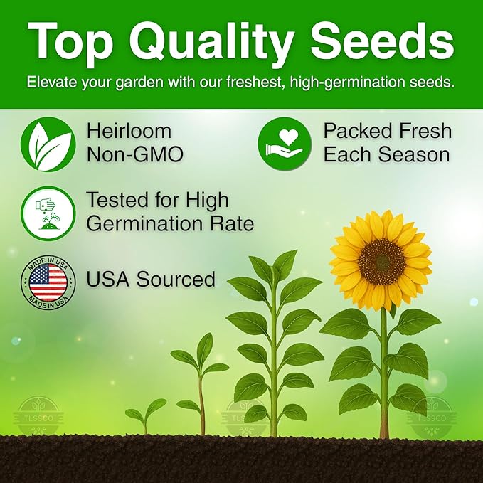 394+ Giant Mammoth Sunflower Seeds for Planting, Pack for 2026 USA Premium Non-GMO Flower Seeds - Bulk Packet, Heirloom, High Germination, Helianthus annuus