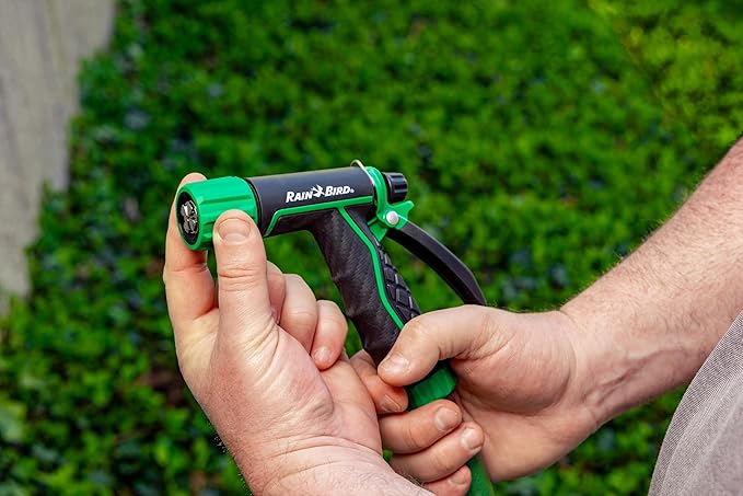 Rain Bird TRNZLADJRT Pistol Grip Rear Trigger Garden Hose Nozzle, Carbon Fiber Texture, Adjustable Spray Patterns