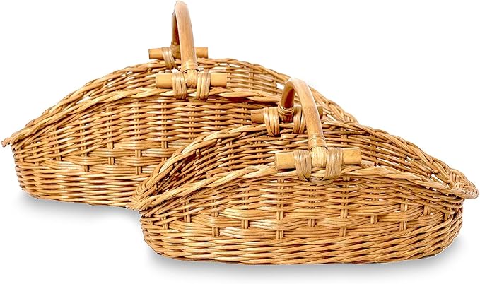The Basket Lady Wicker Gathering Basket, Small, 18.5 in L x 10 in W x 9 in H, Sandstone (Sold Individually)