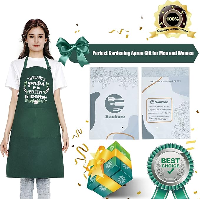 Funny Garden Aprons for Women, Gardening Gifts for Gardeners, Waterproof Kitchen Apron for Cooking Baking, Birthday Housewarming Gifts for Wife Florist Mom Sister Grandma
