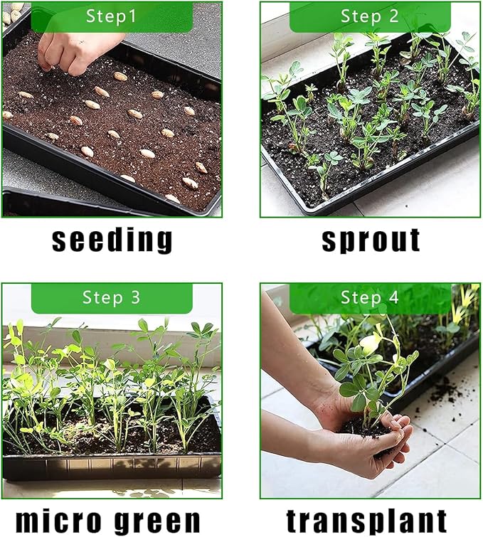 20 Pack 1020 Trays, No Drain Holes, 20" x 10", Extra Thick Heavy Duty Seed Starting Trays -Reusable Propagation Flats for Microgreens, Seedlings, Plant Germination, Fodder and Transplant