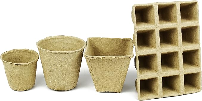 Black Duck Brand Set of 12 Biodegradable Eco Friendly Peat Trays! 3" 12 Pot Tray - Recycled Non Bleached Peat Pots Perfect for Seed Germination! No Transplanting Required - No More Damaged Roots!