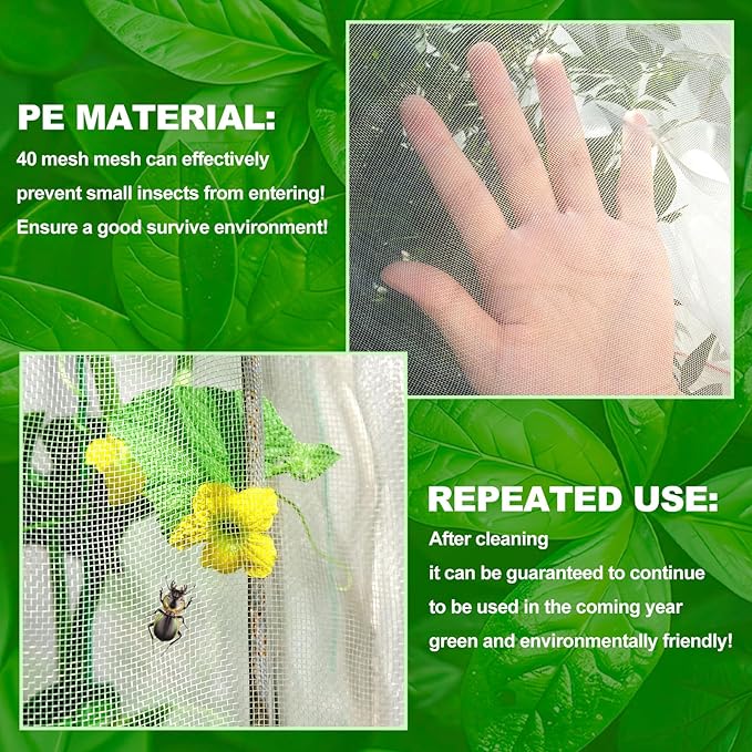 2Pcs Fruit Orchard Netting, 6.56 x 6.56 FT Plant with Zipper and Drawstring, Garden Netting to Protect Fruit from Birds, Bird Nettings for Cicadas
