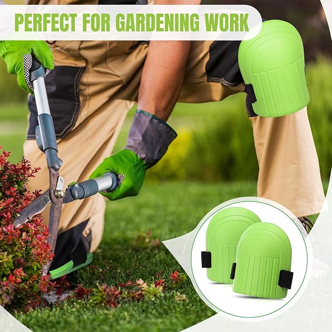 Gardening Knee Pads for Women and Men Lightweight Waterproof Foam Knee Pads for Gardening and Housework with Adjustable Hook'n'Loop Straps(Green)