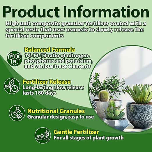 11.28 OZ Slow Release Fertilizer - Organic Plant Food All Purpose Plant Fertilizer for Succulents Cactus Orchid Bonsai and All Other Outdoor & Indoor Garden