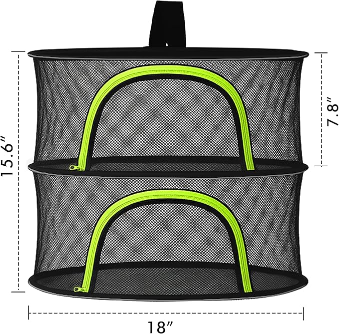 Herb Drying Rack Hanging Mesh 2 Layer 18" for Drying Herbs, Plants, Seeds, Buds, Flowers | Indoor, Outdoor, Hydroponics & Grow Tents Herb Dryer Hanging Rack