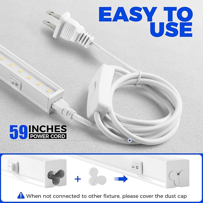 Barrina T5 Grow Lights for Indoor Plants, 1ft Plant Lights for Indoor Growing, 5000K White Full Spectrum Grow Light, Individual Switch, T5 Grow Light Strip, Plug and Play, 8-Pack
