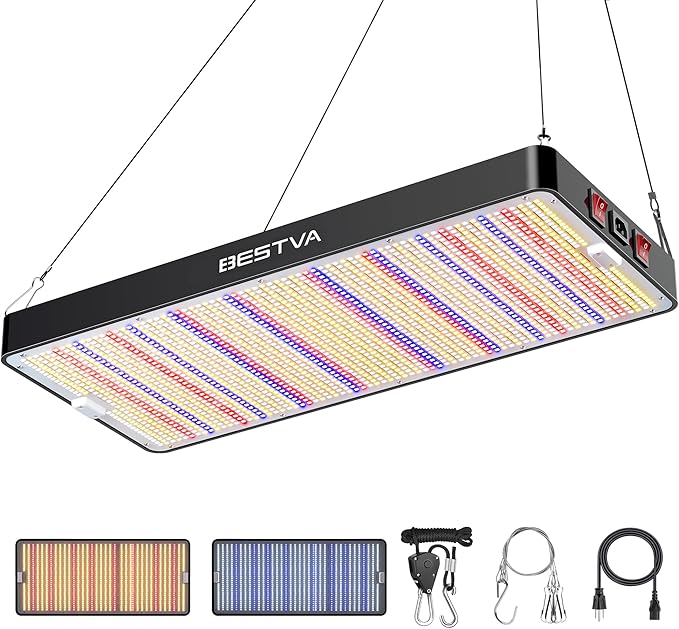 BESTVA DC4000 LED Grow Light, Full Spectrum Grow Lights for Indoor Plants with Veg & Bloom Switches, Quiet Cooling Fan, for Seedling Veg Bloom All Growth Stages