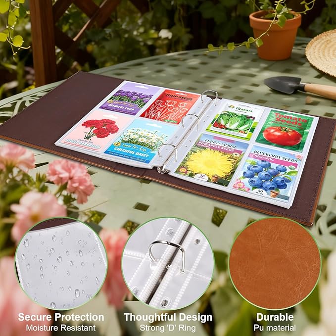 240 Pockets 3.5x5” Seed Packet Sleeves, 30 Pack Double Sided 4 Pocket Seed Organizer Sheet,Heavy Duty Garden Seeds Storage Pages for 3 Ring Binder, 8.5x11” Top Loading Clear Photo, Index Card Sleeves