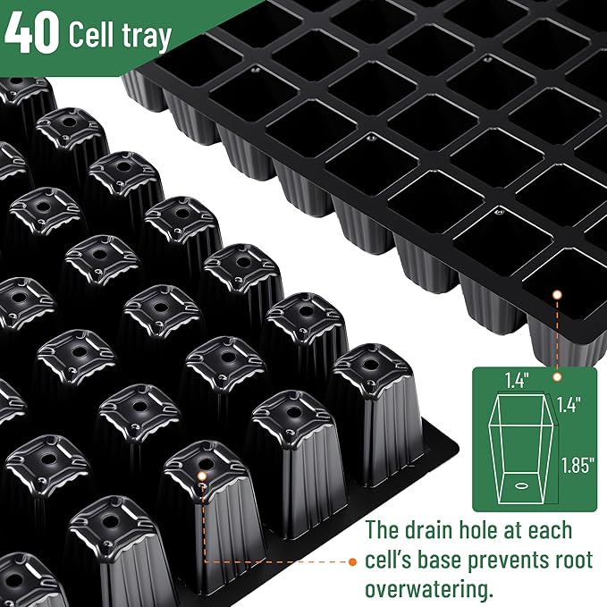 Mr. Pen- Seed Starter Tray Kits, 10 Pack, Total 400 Cells, Durable Plant Germination Trays with Humidity Vented Domes and Bases, Ideal for Seed Starting, Indoor Gardening and Greenhouse