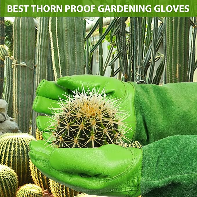 Long Gardening-Gloves Women/Men-Thorn proof Rose Pruning Heavy Duty Gauntlet, Best Garden Gifts for Gardener-XL