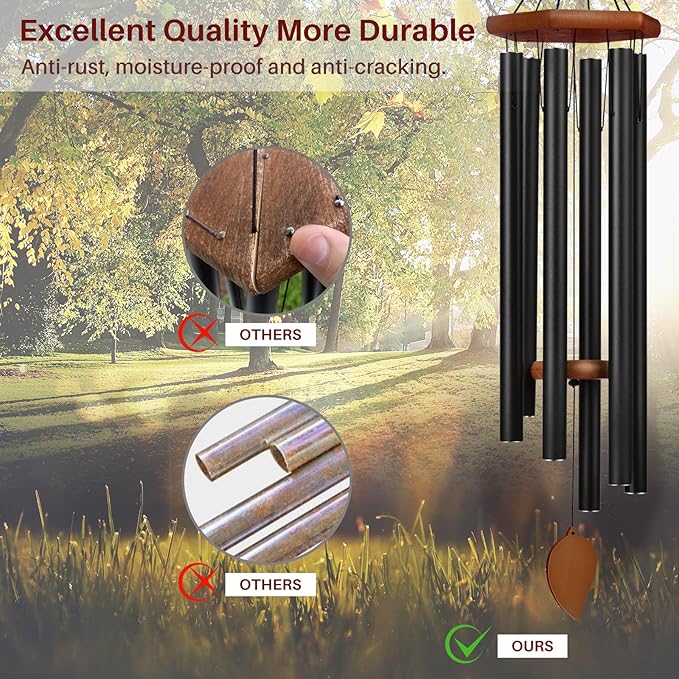 Sympathy Wind Chimes for Outside Deep Tone, Memorial Loss of a Loved, Large Wind Chimes with 6 Thicken Tubes & Hook, Outdoor Gifts Mother, Garden Decor
