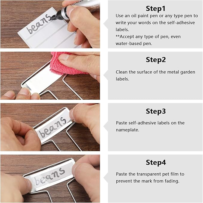 25PCS Zinc Metal Plant Tags Plant Labels with 50Pcs Labels, Rainproof PET Film & Permanent Pen, 10" Weatherproof Banner Garden Markers, Marking Protection Seedling Signs Nursery Tags