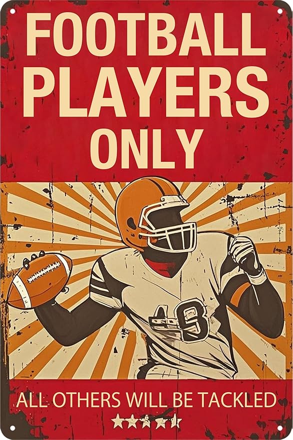 Football Room Decor For Boys Football Gifts For Boy 8-12 Football Wall Art Football Metal Tin Sign Cool Stuff For Your Room Football Players Only Signs Football Posters For Boys Bedroom Football Dorm Accessories Sporty Style Decorative Items Football S...