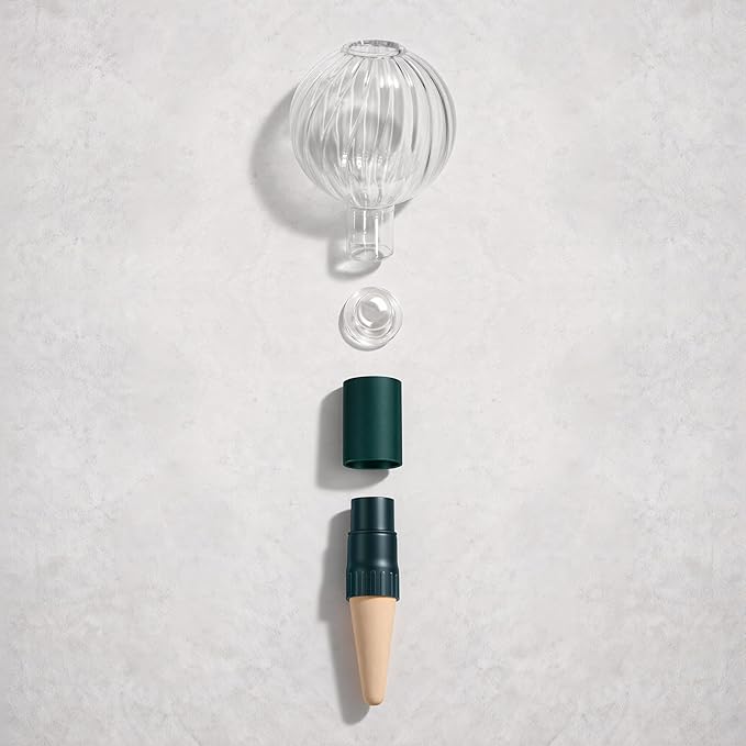 12 oz Plant Watering Globes Top Fill, Clear Glass Water Bulbs with Terracotta Spikes Stake, Vacation Slow Release Self Watering Planter Insert, Automatic Drip Device, 1 Pack