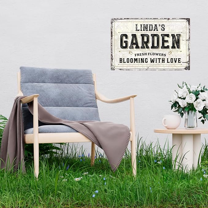 Custom Garden Sign, Personalized Rustic Name for Backyard Décor Sign, 12x18 Inches, Rust Free .063 Aluminum, Fade Resistant, Made in USA by Sigo Signs
