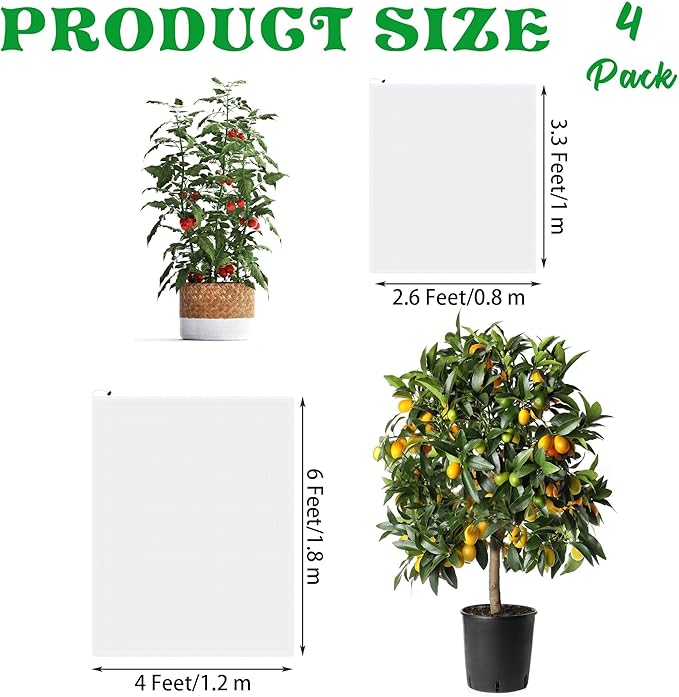 Tree Netting Bird Netting Cover 2.6 x 3.3 Ft, 4 x 6 Ft Large Heavy Duty Garden Plant Protection Net with Zipper & Drawstring for Tomato, Blueberry, Fruit & Vegetable Trees