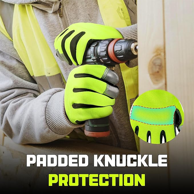HANDLANDY Work Gloves for Men & Women, Utility Mechanic Working Gloves Touch Screen, Flexible Gardening Gloves for Yard