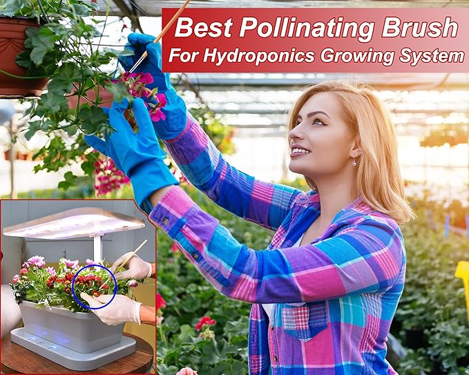 Pollinating Brush for Improving Pollination Efficiency Indoor Hydroponic Plants, Pollination Brushes for Increasing Fruit Yield by 200%, Pollinator Brush Tool for Greenhouse Gardens, Wood (12 Pack)