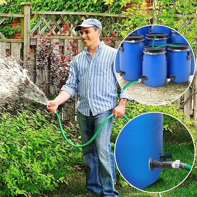 LUEXBOX 3/4 Inch PVC Rain Barrel Spigot Kit with 3 Pack Garden Hose Adapter, Water Diverter Kit for Barrels, Aquariums, Pools, Gardens