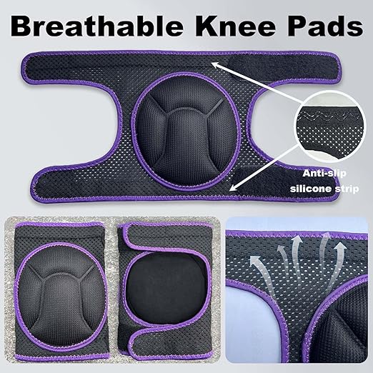 Work Knee Pads for Men Women, Garden Knee Pad for Weeding Cleaning Planting, Elastic Kneepads for Flooring Installation, Safety Kneeling Knee Pads for Painting Repairing Scrubbing Floors, Purple XL (1 pair)