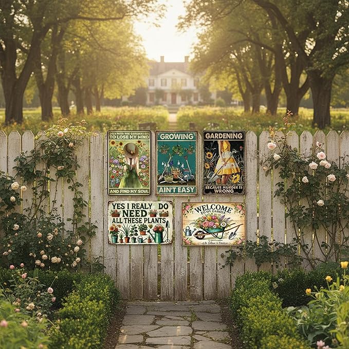 Metal Garden Decor - Funny metal signs, Women's Garden Gifts Vintage Gardening Signs for Yard, Backyard, Patio & Porch Decor, 8" x 12"