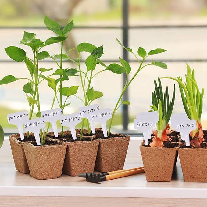 Plant Labels 200Pcs 4 InchT-Type Plant Name Tags Garden Seed Labels Markers Plastic Tag for Outdoor Waterproof Plant Label Stakes with Permanent Marking Pen