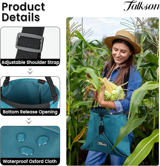 Large Fruit Picking Bag, Waterproof 600d Fruit Storage Harvest Garden Apron Pouch for Outdoor Orchard, Farm, Garden, Vegetable, Fruits