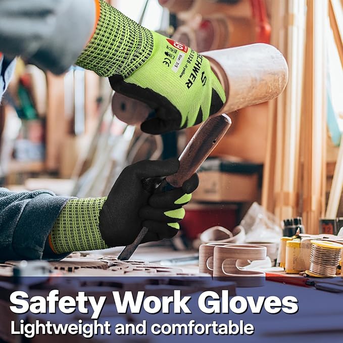 Schwer ProGuard Highest Level Cut Resistant Work Gloves PR3326 for Extreme Protection，ANSI A9 Cut Gloves with Reinforced Thumb, Non Slip, Breathable, Cooling, Durable, Touch-screen, Yellow 1 Pair XXL