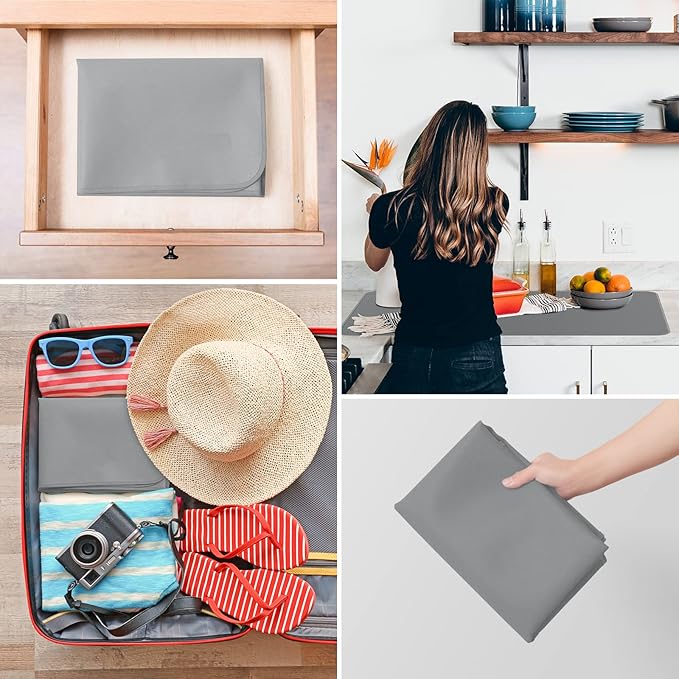 FLASLD Heat Resistant Mat for Air Fryer Site on, Fireproof Silicone Mats for Kitchen Counter, Countertop Protector, No-slip and Waterproof (Gray, 12"X18")