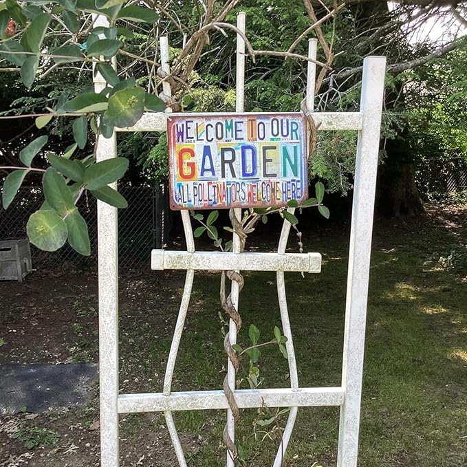 Vintage Garden Wall Decor Welcome to Our Garden Metal Sign Tin Signs Poster - all pollinators welcome here