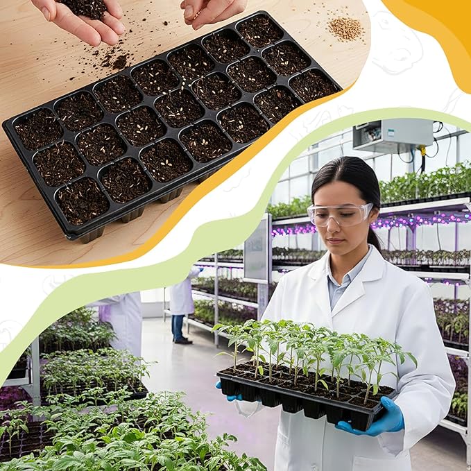 Yinder 20 Pcs Seed Starter Trays Tray Kits with Dome 21 Cells Plug Trays and 1020 Tray No Holes with 100 Pcs Tags Seed Starter Kit for Nursery Germination Plant Propagation Gardening Greenhouse