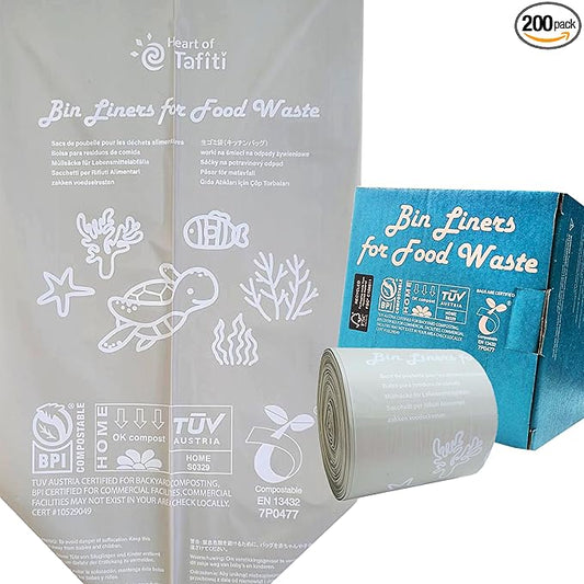 Compostable Trash Bags 4 Gallon, Small Compost Bags for Countertop Bin and Kitchen Food Scrap Waste, US BPI ASTM D6400 Certified, Extra Strong and Leakproof, Unscented, 200 Count