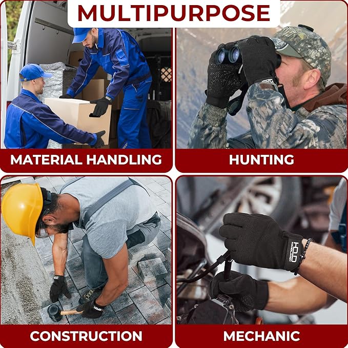 HANDLANDY Work Gloves for Men & Women, Utility Mechanic Working Gloves Touch Screen, Flexible Gardening Gloves for Yard