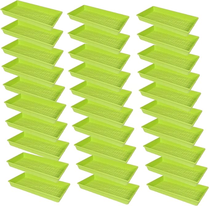 SUNPACK 10" x 20" Heavy Duty Mesh Plastic Seed Starting Tray, Lime Green, 2.3" (Pack of 30) - Ensures Water Drainage and Aeration, Perfect for Greenhouses or Indoor Gardening