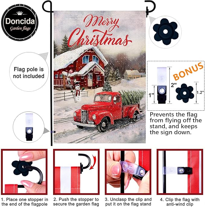 Doncida Seasonal Garden Flag Set of 12 Double Sided 12x18 Inch, Holiday Valentines Day St Patricks Day Garden Flag for Outside, Small Yard Flags for the Entire Year, with Free Anti-Wind Clip and Stopper