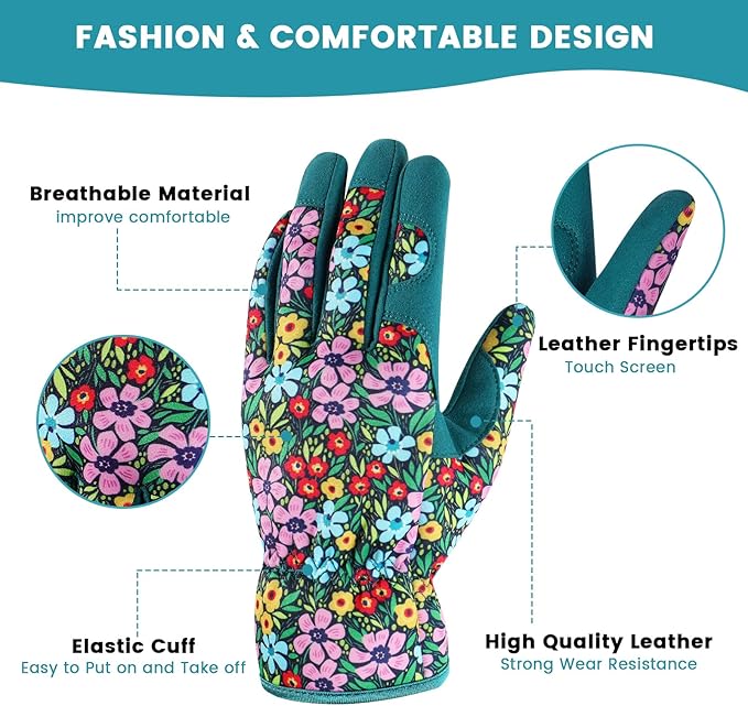 fauson Gardening Gloves - Gardening Gloves for Women Firm Grip Breathable Garden Gloves Thorn Proof for Digging, Planting