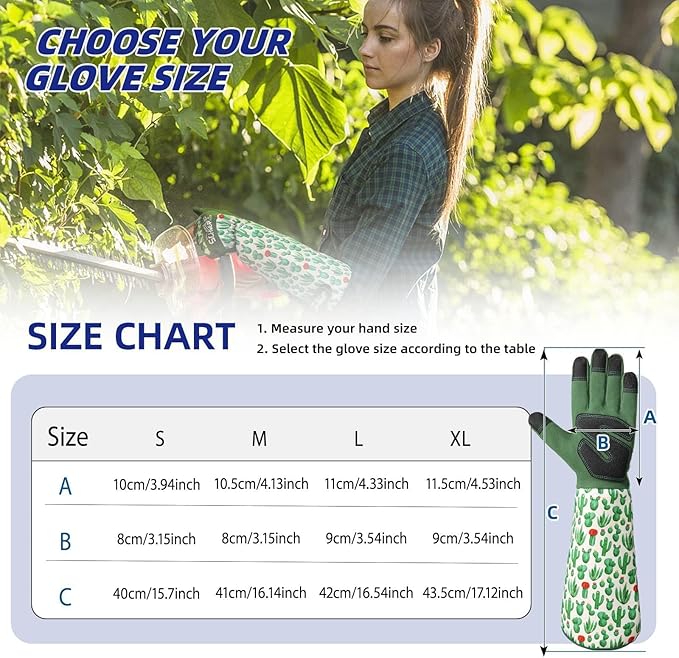 Schwer Gardening Gloves for Women, Rose Pruning Gloves with Forearm Protection, Touchscreen, Fingertip & Palm Strengthening, Breathable & Comfortable Long Garden Glove for Yard, Gardening Gifts, L