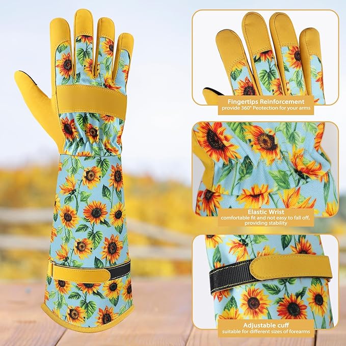 Trifabricy Gardening Gloves for Women - Long Garden Gloves with Grip Breathable, Thorn-Proof Puncture-Resistant Work Gloves